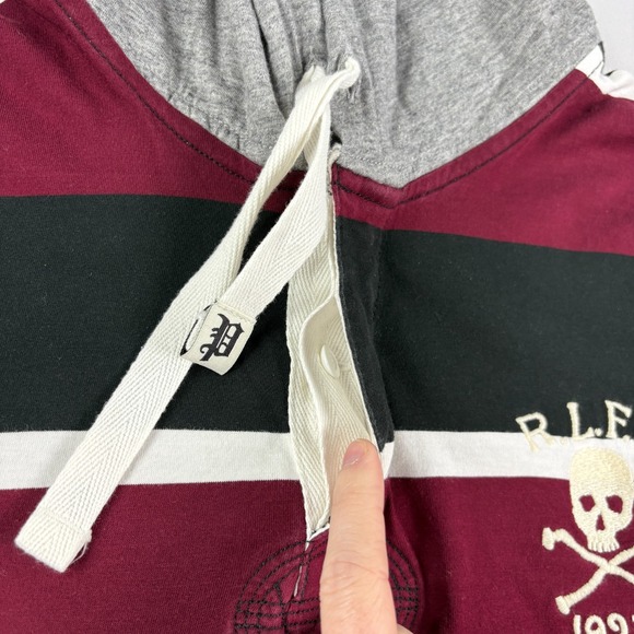 Polo Ralph Lauren Hoodie Mens 2XL Red Rugby Pullover Skull Crossbones RLFC - Picture 3 of 10